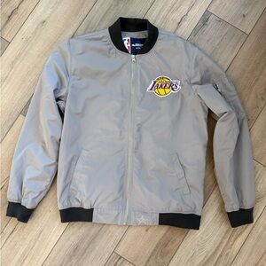 LA Los Angeles Lakers NBA JH Design Grey Bomber varsity Jacket coat Mens Large